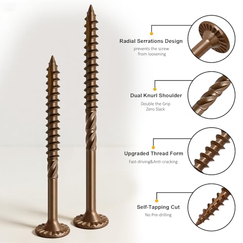 #14 x 4-1/2" Wood Structural Lag Screws 54Pcs, Torx Drive Deck Screws - size: #14 x 4-1/2"