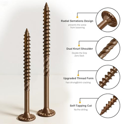 Wood Screws #14 x 5 Inch, 54Pcs Structural Deck Screws with Upgraded Thread - size: #14 x 5"