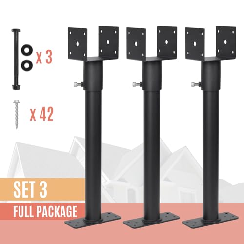 3Pcs 3.6" Saddle Roof Riser Heavy Duty Pergola Bracket, 16-1/2" High - color: Set 3, size: Large