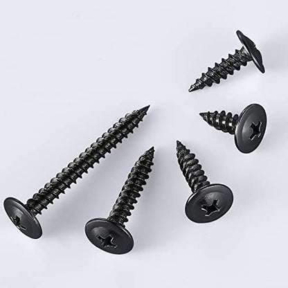(300 pcs)#8×3/4" Black Truss Head Wood Screws Quick Metal Self Tapping Zinc Oxide - color: Black, size: #8×3/4"