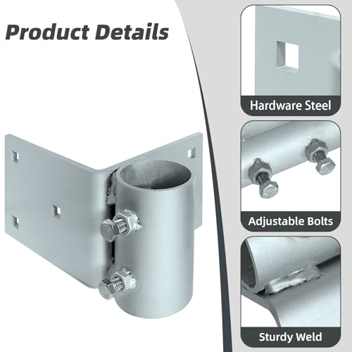 Stationary Dock Heavy Duty Hardware Side Leg Pipe Holder,Floating Dock Brackets Hardware,Dock Pipe Brackets Sleeve Holder for Pipe Pole Post,7/16" Holes for 3/8" Carriage Bolts - style: 1 Pack Dock Corner Leg Holder