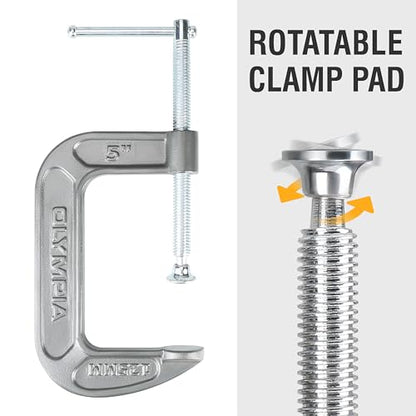 Olympia Tools C-Clamp, 38-145, (5" X 3.25") - size: 5-Inch x 3.25-Inch
