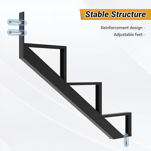 Steel Stair Riser-2 Pack, 3 Step Stringers for Deck, Sturdy Steel Stringer for Outdoor Steps - size: 3 Step