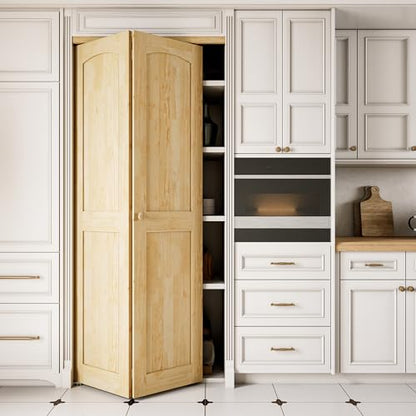 Bifold Doors for 24"x80" Opening, Solid Pine Wood Interior Folding Doors - size: 35.45" x 77.75" (fit 36*80.5-80.75 opening)