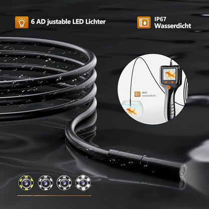 Daxiongmao Endoscope Camera with Light, 1080P HD Borescope - color: Black