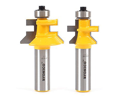YONICO Router Bits Set Tongue and Groove Flooring 2 Bit Flooring 1/2-Inch Shank 15229 - style: V-Notch - Small - 1/2" Shank