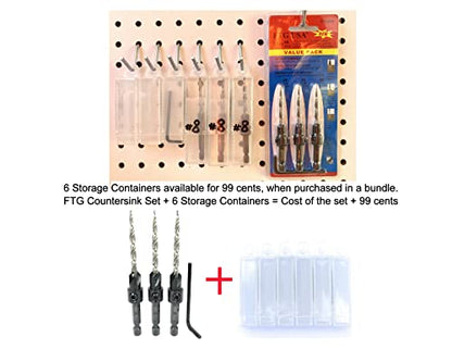 FTG USA 3Pc #8 (11/64") Countersink Drill Bit Set Tapered Bits