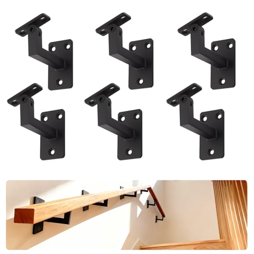 6 Pack Black handrail Brackets for Stairs,Black Rustproof