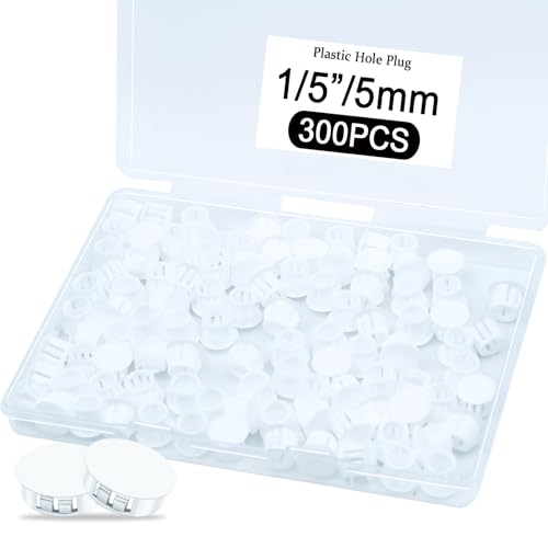 300Pcs 1/5" White Plastic Hole Plugs, White Knockout Plugs for Round Holes in Kitchen Cabinet - style: 300PCS-1/5inch