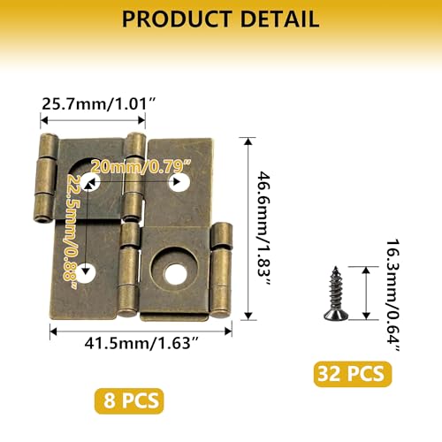 8-Pack 360° Retro Double Acting Hinges – Antique Brass Folding Screen - color: Bronze