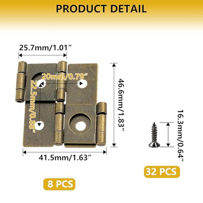 8-Pack 360° Retro Double Acting Hinges – Antique Brass Folding Screen - color: Bronze
