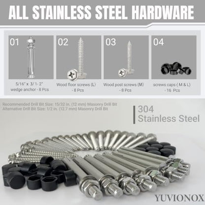 4x4 Post Base for Concrete & Wood Deck, 2 Pcs, 304 Stainless Steel