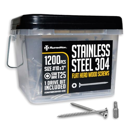 304 Stainless Steel Deck Screws, #10 x 3, 1200 PCS - size: #10 x 3", style: 1200 PCS
