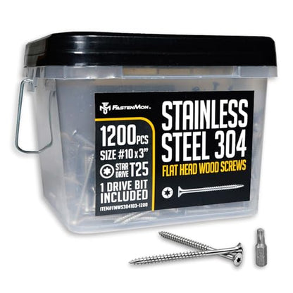304 Stainless Steel Deck Screws, #10 x 3, 1200 PCS - size: #10 x 3", style: 1200 PCS