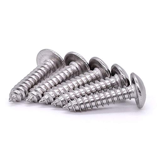 #6 x 5/8" Truss Head Wood Screw, Phillips Truss Head Self Tapping Sheet Metal Tek Screw, 18-8 Stainless Steel 304, Brgiht Finish, 100 PCS - size: #6 x 5/8"