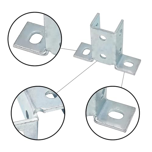 Strut Channel Bracket Angle Wing for 1/2" Bolt in 1 5/8" Uni/strut, 6 Pack - size: 8 Hole Wing Shape
