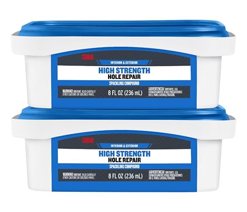 3M High Strength Color Changing Spackling Compound, 8 oz Tub, 2 Pack – Blue-to-White Drying Formula, Fast-Drying, No Shrink, Primer-Enhanced, Interior and Exterior Wall Repair, Easy Application - style: 2-Pack
