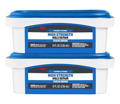3M High Strength Color Changing Spackling Compound, 8 oz Tub, 2 Pack – Blue-to-White Drying Formula, Fast-Drying, No Shrink, Primer-Enhanced, Interior and Exterior Wall Repair, Easy Application - style: 2-Pack