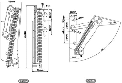 1 Pair Heavy Duty Spring Hinges 80 Degree Cabinet Door 10 kg Load