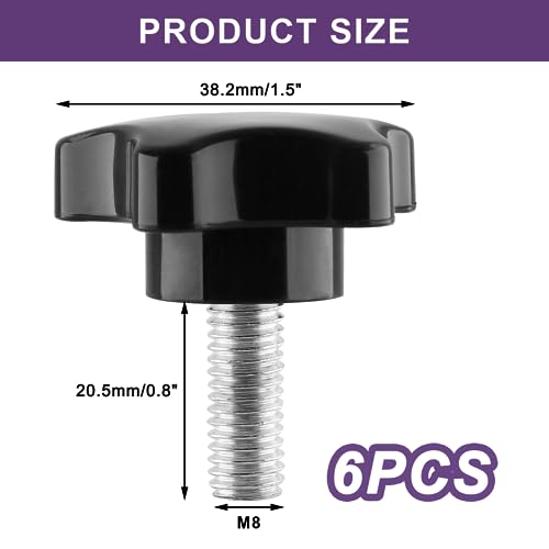 M8 x 20mm Thread Star Knobs, 6 Pieces - size: M8 x 20mm (6 pcs), style: Star Handle