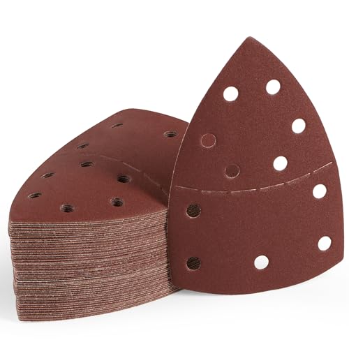 50 PCS Mouse Sander Sandpaper for Mouse Sander 11 Hole Detail Sandpaper Sanding Paper 240 Grit Hook and Loop Sander Pads Triangular Sanding Sheets Abrasive Sanding Paper - style: 11 hole 50PCS 240Grit
