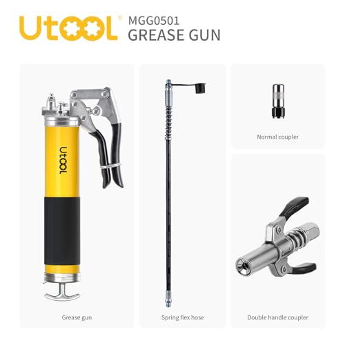 UTOOL 8000 PSI Heavy Duty Pistol Grip Grease Gun Kit, 14 oz Capacity - size: 4PCS