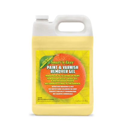 Smart 'n Easy Paint & Varnish Remover Gel - Do It Yourself Friendly Paint Remover - Strips Multiple Layers of Acrylic, Latex, Oil & Water-Based Paints & Varnishes - Orange Citrus Scent - 1 Gallon - size: 128 Fl Oz (Pack of 1)