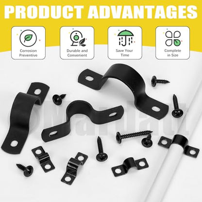 10pcs 25mm 2 Hole Pipe Clamps with Screws for Pipe Fixing - size: 25mm
