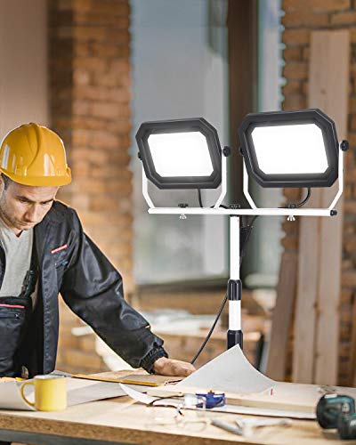 UFOND 20000 Lumen 200W LED Work Light with Stand for Garage Construction