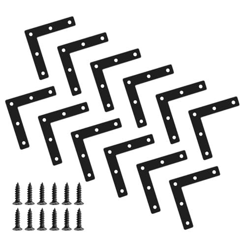 L-Shape Corner Brace Brackets, 3.15" x 0.62", 12 Pcs, Black - size: 3.15", style: L-Shape