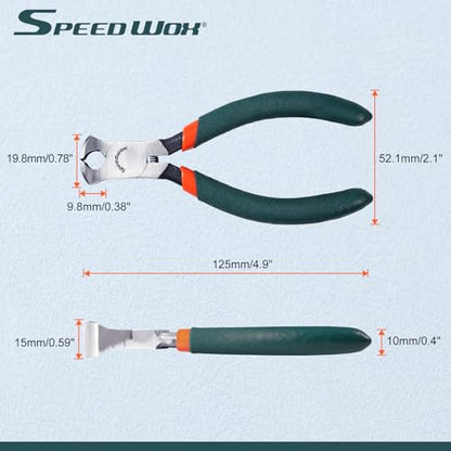 SPEEDWOX Mini End Cutting Pliers 4.5" End Nipper with PVC Handles - color: Green