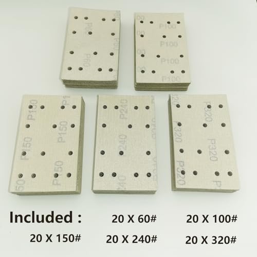 FOWOK 3" x 5" 100Pcs Sanding Sheet Compatible with Festool RTS 400 Sander - style: Yellow-100