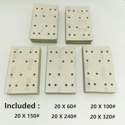 FOWOK 3" x 5" 100Pcs Sanding Sheet Compatible with Festool RTS 400 Sander - style: Yellow-100