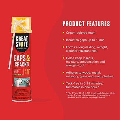Great Stuff 157911 Insulating Foam Sealant, 20 Ounce, Ivory - size: Pack of 1