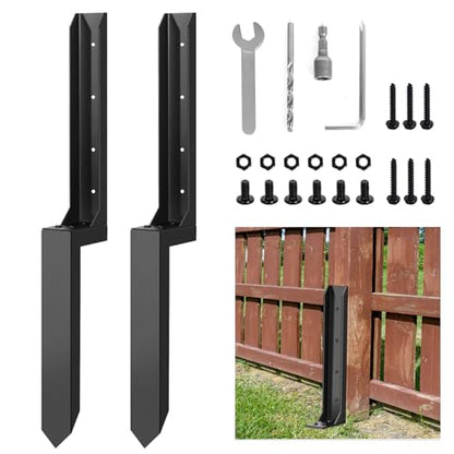 2 Pcs Fence Post Repair Kit – Heavy Duty Metal Ground Stakes for Wood Post Support, Fix Tilted or Broken Fence Posts – Durable Anchor Stabilizer for Outdoor Garden, Yard, and Farm Fencing