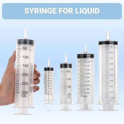300ml Large Syringe, 5-pack Plastic Syringes for Liquid with Tip Adapter - style: 300 ML