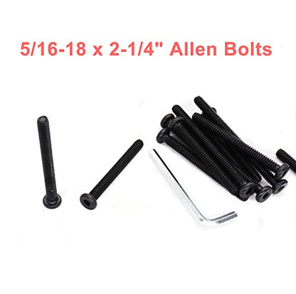 cSeao 10pcs Black 5/16-18 x 2-1/4" Socket Cap Screws Allen Head Bolts with One Hex Key - size: 5/16"-18 x 2-1/4" 10pcs