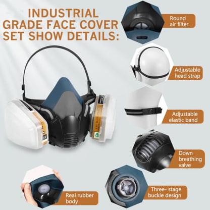 Blue Chemical Respirator with Goggle for Epoxy Resin, Painting