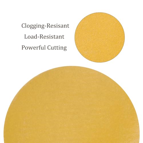 50pcs No Hole Sanding Discs- [ 3 Inch 500 Grit ] Round Hook and Loop Grip Sanding Pads Sheet Sandpaper for Automotive Woodworking Metal Polishing Use| Gold, Aluminum Oxide - size: 500 grit
