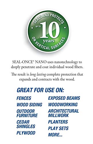 Seal-Once Nano Wood Sealer and Waterproofer, Low-VOC, Clear, 5 Gallon - size: 5 Gallon