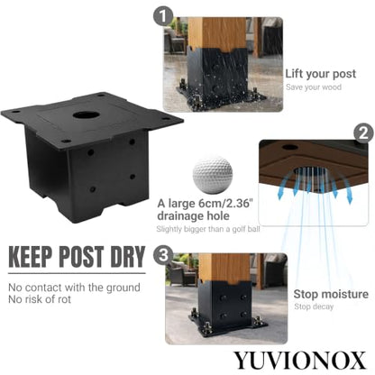 6x6 Post Base for Concrete, 2 Pack, 304 Stainless Steel - size: 6x6 for concrete floor only