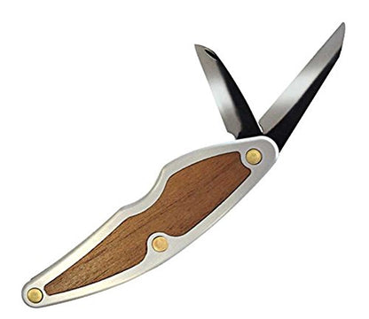 FLEXCUT Whittlin' Jack (JKN88) 2-Blade Pocket Carving Knife, High-Carbon Steel (1.5″ Detail + 2″ Roughing), Aluminum & Wood Handle, 3 oz, 4.25″ Closed, Made in USA - style: Whittlin' Jack