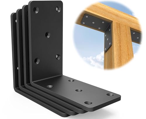 5x5x2.5 Heavy Duty L Bracket for Wood, 90° Corner Brace for Shelf (4PCS) - size: 4 Pack