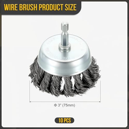 DTGN 2 Pcs 3 Inch Wire Wheel Cup Brush for Drill with 1/4 Inch Hex Shank