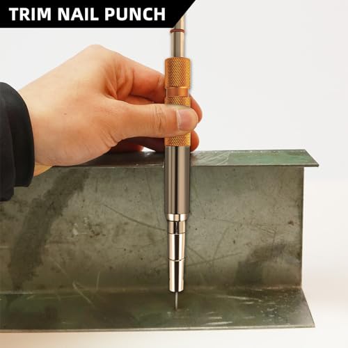 Trim Nail Punch with Retaining Clip, Fits Up to 1" Wide Nail