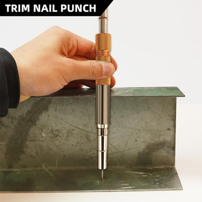 Trim Nail Punch with Retaining Clip, Fits Up to 1" Wide Nail