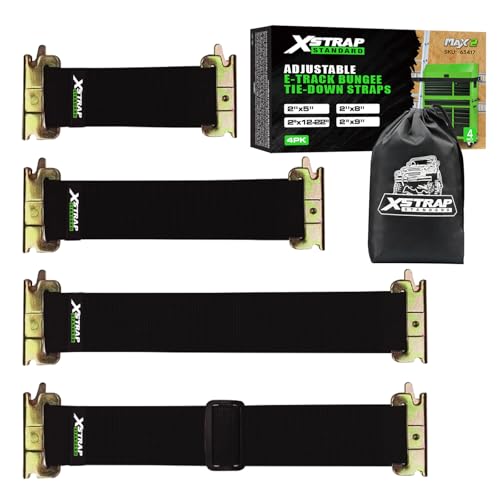 XSTRAP STANDARD 4 Pack E-Track Bungee Tie-Down Straps, Securing Straps Kit - size: Pack of 4