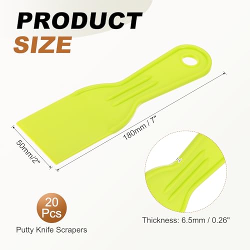 HARFINGTON 20pcs Putty Knife Scraper 2" Width Flexible Plastic Putty Knife Paint Scraper Tool for Taping Drywall Spreading Painting Wall Scratching Yellow - color: Yellow, size: 2"