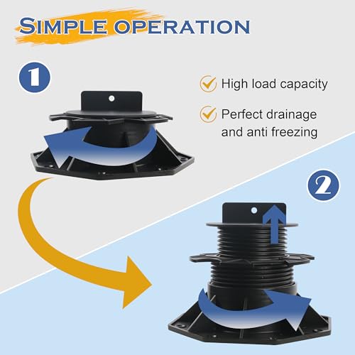 10PCS Adjustable Deck Support Pedestal Blocks (2-3/8" to 5-1/2")