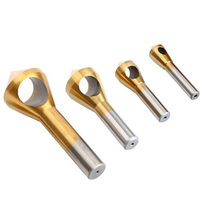 4pcs Titanium Coated Countersink Chamfer Tool Deburring Tool Set - color: Gold(4pcs Oblique Hole)